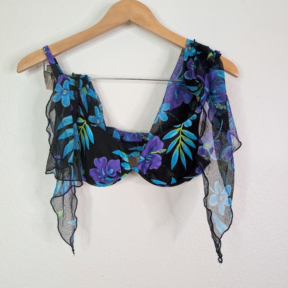 Vintage Blue Floral 2 Piece Bikini